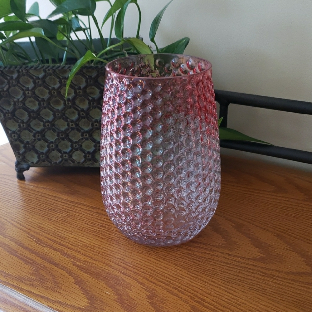 Textured Bubble Fade Vase - Ted To Clear- 7 1/2" H